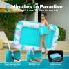 imageSLOOSH Inflatable Tanning Pool Lounger Float85 x 57 Extra Large Pool Floats Adult with Pillow4 in 1 Suntan Tub Raft FloatieSunbathing Bed Lounge Blow Up Ball Pit Party GiftsXLCyan WhiteTropical Blue