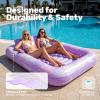 imageSLOOSH Inflatable Tanning Pool Lounger Float85 x 57 Extra Large Pool Floats Adult with Pillow4 in 1 Suntan Tub Raft FloatieSunbathing Bed Lounge Blow Up Ball Pit Party GiftsXLCyan WhitePurple