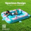 imageSLOOSH Inflatable Tanning Pool Lounger Float85 x 57 Extra Large Pool Floats Adult with Pillow4 in 1 Suntan Tub Raft FloatieSunbathing Bed Lounge Blow Up Ball Pit Party GiftsXLCyan WhiteTropical Blue