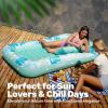 imageSLOOSH Inflatable Tanning Pool Lounger Float85 x 57 Extra Large Pool Floats Adult with Pillow4 in 1 Suntan Tub Raft FloatieSunbathing Bed Lounge Blow Up Ball Pit Party GiftsXLCyan WhiteCyan White