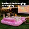 imageSLOOSH Inflatable Tanning Pool Lounger Float85 x 57 Extra Large Pool Floats Adult with Pillow4 in 1 Suntan Tub Raft FloatieSunbathing Bed Lounge Blow Up Ball Pit Party GiftsXLCyan WhiteBlushing Pink