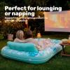 imageSLOOSH Inflatable Tanning Pool Lounger Float85 x 57 Extra Large Pool Floats Adult with Pillow4 in 1 Suntan Tub Raft FloatieSunbathing Bed Lounge Blow Up Ball Pit Party GiftsXLCyan WhiteCyan White
