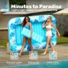 imageSLOOSH Inflatable Tanning Pool Lounger Float85 x 57 Extra Large Pool Floats Adult with Pillow4 in 1 Suntan Tub Raft FloatieSunbathing Bed Lounge Blow Up Ball Pit Party GiftsXLCyan WhiteBlue
