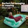 imageSLOOSH Inflatable Tanning Pool Lounger Float85 x 57 Extra Large Pool Floats Adult with Pillow4 in 1 Suntan Tub Raft FloatieSunbathing Bed Lounge Blow Up Ball Pit Party GiftsXLCyan WhiteAqua Blue