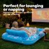 imageSLOOSH Inflatable Tanning Pool Lounger Float85 x 57 Extra Large Pool Floats Adult with Pillow4 in 1 Suntan Tub Raft FloatieSunbathing Bed Lounge Blow Up Ball Pit Party GiftsXLCyan WhiteBlue