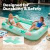 imageSLOOSH Inflatable Tanning Pool Lounger Float85 x 57 Extra Large Pool Floats Adult with Pillow4 in 1 Suntan Tub Raft FloatieSunbathing Bed Lounge Blow Up Ball Pit Party GiftsXLCyan WhiteAqua Blue