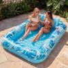imageSLOOSH Inflatable Tanning Pool Lounger Float85 x 57 Extra Large Pool Floats Adult with Pillow4 in 1 Suntan Tub Raft FloatieSunbathing Bed Lounge Blow Up Ball Pit Party GiftsXLCyan WhiteBlue