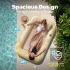 imageSLOOSH Inflatable Tanning Pool Lounger Float85 x 57 Extra Large Pool Floats Adult with Pillow4 in 1 Suntan Tub Raft FloatieSunbathing Bed Lounge Blow Up Ball Pit Party GiftsXLCyan WhiteGolden White