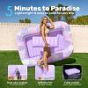 imageSLOOSH Inflatable Tanning Pool Lounger Float85 x 57 Extra Large Pool Floats Adult with Pillow4 in 1 Suntan Tub Raft FloatieSunbathing Bed Lounge Blow Up Ball Pit Party GiftsXLCyan WhitePurple
