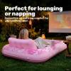 imageSLOOSH Inflatable Tanning Pool Lounger Float85 x 57 Extra Large Pool Floats Adult with Pillow4 in 1 Suntan Tub Raft FloatieSunbathing Bed Lounge Blow Up Ball Pit Party GiftsXLCyan WhiteBlushing Pink