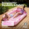 imageSLOOSH Inflatable Tanning Pool Lounger Float85 x 57 Extra Large Pool Floats Adult with Pillow4 in 1 Suntan Tub Raft FloatieSunbathing Bed Lounge Blow Up Ball Pit Party GiftsXLCyan WhiteBlushing Pink