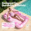 imageSLOOSH Inflatable Tanning Pool Lounger Float85 x 57 Extra Large Pool Floats Adult with Pillow4 in 1 Suntan Tub Raft FloatieSunbathing Bed Lounge Blow Up Ball Pit Party GiftsXLCyan WhiteBlushing Pink