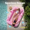imageSLOOSH Inflatable Tanning Pool Lounger Float85 x 57 Extra Large Pool Floats Adult with Pillow4 in 1 Suntan Tub Raft FloatieSunbathing Bed Lounge Blow Up Ball Pit Party GiftsXLCyan WhiteBlushing Pink