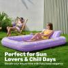 imageSLOOSH Inflatable Tanning Pool Lounger Float85 x 57 Extra Large Pool Floats Adult with Pillow4 in 1 Suntan Tub Raft FloatieSunbathing Bed Lounge Blow Up Ball Pit Party GiftsXLCyan WhitePurple
