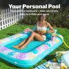imageSLOOSH Inflatable Tanning Pool Lounger Float85 x 57 Extra Large Pool Floats Adult with Pillow4 in 1 Suntan Tub Raft FloatieSunbathing Bed Lounge Blow Up Ball Pit Party GiftsXLCyan WhiteTropical Blue