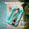 imageSLOOSH Inflatable Tanning Pool Lounger Float85 x 57 Extra Large Pool Floats Adult with Pillow4 in 1 Suntan Tub Raft FloatieSunbathing Bed Lounge Blow Up Ball Pit Party GiftsXLCyan WhiteCyan White