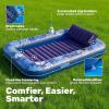 imageSLOOSH Inflatable Tanning Pool Lounger Float85 x 57 Extra Large Pool Floats Adult with Pillow4 in 1 Suntan Tub Raft FloatieSunbathing Bed Lounge Blow Up Ball Pit Party GiftsXLCyan WhiteDark Blue