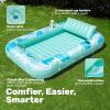 imageSLOOSH Inflatable Tanning Pool Lounger Float85 x 57 Extra Large Pool Floats Adult with Pillow4 in 1 Suntan Tub Raft FloatieSunbathing Bed Lounge Blow Up Ball Pit Party GiftsXLCyan WhiteCyan White