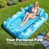 imageSLOOSH Inflatable Tanning Pool Lounger Float85 x 57 Extra Large Pool Floats Adult with Pillow4 in 1 Suntan Tub Raft FloatieSunbathing Bed Lounge Blow Up Ball Pit Party GiftsXLCyan WhiteBlue