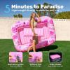 imageSLOOSH Inflatable Tanning Pool Lounger Float85 x 57 Extra Large Pool Floats Adult with Pillow4 in 1 Suntan Tub Raft FloatieSunbathing Bed Lounge Blow Up Ball Pit Party GiftsXLCyan WhiteHot Pink