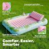 imageSLOOSH Inflatable Tanning Pool Lounger Float85 x 57 Extra Large Pool Floats Adult with Pillow4 in 1 Suntan Tub Raft FloatieSunbathing Bed Lounge Blow Up Ball Pit Party GiftsXLCyan WhiteCyan Pink