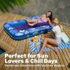 imageSLOOSH Inflatable Tanning Pool Lounger Float85 x 57 Extra Large Pool Floats Adult with Pillow4 in 1 Suntan Tub Raft FloatieSunbathing Bed Lounge Blow Up Ball Pit Party GiftsXLCyan WhiteDark Blue