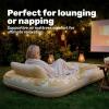 imageSLOOSH Inflatable Tanning Pool Lounger Float85 x 57 Extra Large Pool Floats Adult with Pillow4 in 1 Suntan Tub Raft FloatieSunbathing Bed Lounge Blow Up Ball Pit Party GiftsXLCyan WhiteGolden White