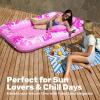 imageSLOOSH Inflatable Tanning Pool Lounger Float85 x 57 Extra Large Pool Floats Adult with Pillow4 in 1 Suntan Tub Raft FloatieSunbathing Bed Lounge Blow Up Ball Pit Party GiftsXLCyan WhiteHot Pink