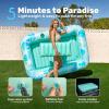 imageSLOOSH Inflatable Tanning Pool Lounger Float85 x 57 Extra Large Pool Floats Adult with Pillow4 in 1 Suntan Tub Raft FloatieSunbathing Bed Lounge Blow Up Ball Pit Party GiftsXLCyan WhiteCyan White