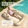 imageSLOOSH Inflatable Tanning Pool Lounger Float85 x 57 Extra Large Pool Floats Adult with Pillow4 in 1 Suntan Tub Raft FloatieSunbathing Bed Lounge Blow Up Ball Pit Party GiftsXLCyan WhiteGolden White