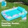 imageSLOOSH Inflatable Tanning Pool Lounger Float85 x 57 Extra Large Pool Floats Adult with Pillow4 in 1 Suntan Tub Raft FloatieSunbathing Bed Lounge Blow Up Ball Pit Party GiftsXLCyan WhiteTropical Blue