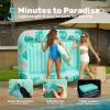imageSLOOSH Inflatable Tanning Pool Lounger Float85 x 57 Extra Large Pool Floats Adult with Pillow4 in 1 Suntan Tub Raft FloatieSunbathing Bed Lounge Blow Up Ball Pit Party GiftsXLCyan WhiteAqua Blue