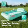 imageSLOOSH Inflatable Tanning Pool Lounger Float85 x 57 Extra Large Pool Floats Adult with Pillow4 in 1 Suntan Tub Raft FloatieSunbathing Bed Lounge Blow Up Ball Pit Party GiftsXLCyan WhiteAqua Blue