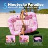imageSLOOSH Inflatable Tanning Pool Lounger Float85 x 57 Extra Large Pool Floats Adult with Pillow4 in 1 Suntan Tub Raft FloatieSunbathing Bed Lounge Blow Up Ball Pit Party GiftsXLCyan WhiteBlushing Pink