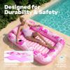 imageSLOOSH Inflatable Tanning Pool Lounger Float85 x 57 Extra Large Pool Floats Adult with Pillow4 in 1 Suntan Tub Raft FloatieSunbathing Bed Lounge Blow Up Ball Pit Party GiftsXLCyan WhiteHot Pink