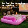 imageSLOOSH Inflatable Tanning Pool Lounger Float85 x 57 Extra Large Pool Floats Adult with Pillow4 in 1 Suntan Tub Raft FloatieSunbathing Bed Lounge Blow Up Ball Pit Party GiftsXLCyan WhiteHot Pink