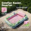 imageSLOOSH Inflatable Tanning Pool Lounger Float85 x 57 Extra Large Pool Floats Adult with Pillow4 in 1 Suntan Tub Raft FloatieSunbathing Bed Lounge Blow Up Ball Pit Party GiftsXLCyan WhiteCyan Pink