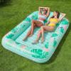 imageSLOOSH Inflatable Tanning Pool Lounger Float85 x 57 Extra Large Pool Floats Adult with Pillow4 in 1 Suntan Tub Raft FloatieSunbathing Bed Lounge Blow Up Ball Pit Party GiftsXLCyan WhiteAqua Blue
