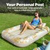 imageSLOOSH Inflatable Tanning Pool Lounger Float85 x 57 Extra Large Pool Floats Adult with Pillow4 in 1 Suntan Tub Raft FloatieSunbathing Bed Lounge Blow Up Ball Pit Party GiftsXLCyan WhiteGolden White