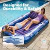 imageSLOOSH Inflatable Tanning Pool Lounger Float85 x 57 Extra Large Pool Floats Adult with Pillow4 in 1 Suntan Tub Raft FloatieSunbathing Bed Lounge Blow Up Ball Pit Party GiftsXLCyan WhiteDark Blue