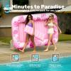 imageSLOOSH Inflatable Tanning Pool Lounger Float85 x 57 Extra Large Pool Floats Adult with Pillow4 in 1 Suntan Tub Raft FloatieSunbathing Bed Lounge Blow Up Ball Pit Party GiftsXLCyan WhiteBlushing Pink