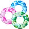 imageJOYIN Inflatable Swim Tube Raft 3 pack with Summer Fruits Painting Pool Toys for Swimming Pool Party DecorationsTropical Leaves