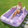 imageSLOOSH Inflatable Tanning Pool Lounger Float85 x 57 Extra Large Pool Floats Adult with Pillow4 in 1 Suntan Tub Raft FloatieSunbathing Bed Lounge Blow Up Ball Pit Party GiftsXLCyan WhitePurple