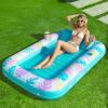 imageSLOOSH Inflatable Tanning Pool Lounger Float85 x 57 Extra Large Pool Floats Adult with Pillow4 in 1 Suntan Tub Raft FloatieSunbathing Bed Lounge Blow Up Ball Pit Party GiftsXLCyan WhiteTropical Blue