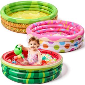 image3 Pack 45 X 10 Inflatable Kiddie Pools Watermelon amp Pineapple amp Cupcake Swimming Pool for Kids Seasonal Merriment IndoorampOutdoor Water Pool Baby Swimming Pool Pit Ball Pool