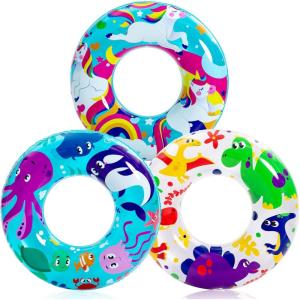 imageJOYIN Inflatable Swim Tube Raft 3 pack with Summer Fruits Painting Pool Toys for Swimming Pool Party DecorationsAnimal