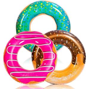 imageJOYIN Inflatable Swim Tube Raft 3 pack with Summer Fruits Painting Pool Toys for Swimming Pool Party DecorationsDonut
