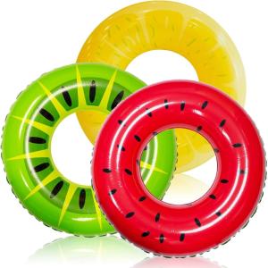 imageJOYIN Inflatable Swim Tube Raft 3 pack with Summer Fruits Painting Pool Toys for Swimming Pool Party DecorationsFruit