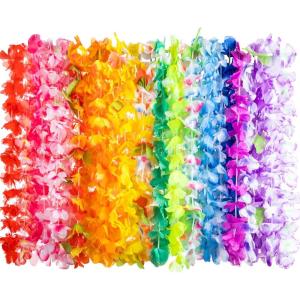 imageJOYIN Toy 24 Counts Hawaiian Leis Bulk Tropical Flower Lei Hawaiian Lei Beach Hawaii Luau Party Favors Decoration Birthday Party SuppliesHawaiian24Pcs