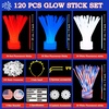 image:imageJOYIN 120 Pcs 4th of July Glow Sticks Bulk Red White Blue Striped Lightup Sticks with Connectors Glow in the Dark Headband Bracelet Necklace for Independence Day Party Favor Accessory Supply